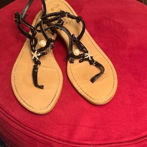 Target Black Sandals with Pearl and Starfish Accents
